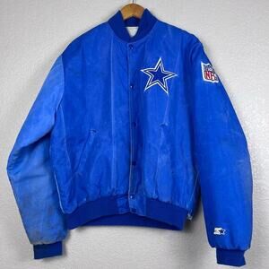 Vtg Starter Jacket Mens Large Blue Dallas Cowboys Star NFL Made in‎ USA Thrashed